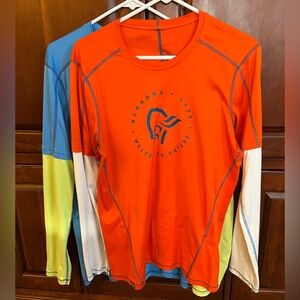 Norrøna Men's 29 Tech Shirts. Orange(medium)and Blue(large)